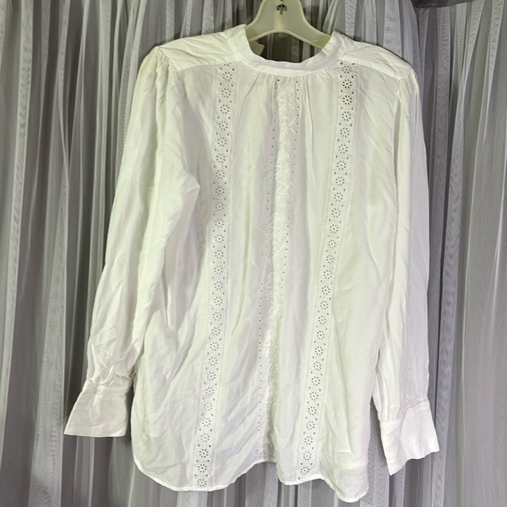 White long sleeved eyelet blouse!